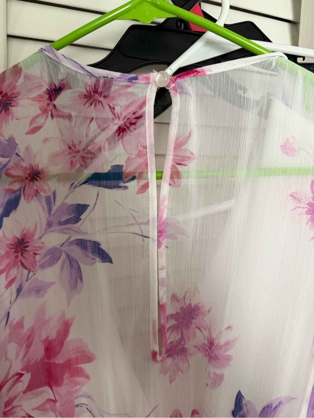 Trixxi White Floral Surplice Romper with Pink & Purple Flowers - Picture 4 of 5